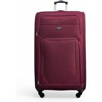 Infinity Leather Soft Shell Lightweight Nylon Extra Large 4 Wheels Travel Suitcase in Wine