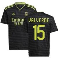 Real Madrid Junior 2022 - 2023 Third Shirt - Valverde 15 in Black | Size: 15-16 Years