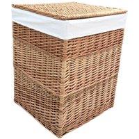Red Hamper Cotton Lined Light Steamed Square Laundry Basket in White