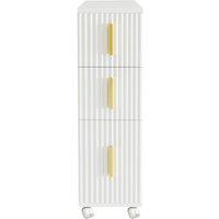 Hygrad Built to Survive Slim Bathroom Floor Cabinet, Narrow Floor Storage Unit With 3 Drawers in White