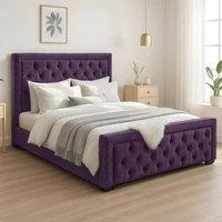 Bed Time UK Naples Bed Frame with Chesterfield Floor Standing Headboard & FB in Purple | Size: Single