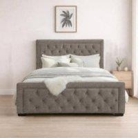Bed Time UK Naples Bed Frame with Chesterfield Floor Standing Headboard & FB in Silver | Size: Super King