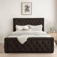 Bed Time UK Naples Bed Frame with Chesterfield Floor Standing Headboard & FB in Stone | Size: Small Double