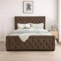 Bed Time UK Naples Bed Frame with Chesterfield Floor Standing Headboard & FB in Tan | Size: Super King
