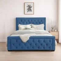 Bed Time UK Naples Bed Frame with Chesterfield Floor Standing Headboard & FB in Blue | Size: Super King