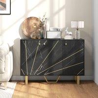 HOMCOM Sideboard Storage Cupboard with Metal Legs for Living Room, Black