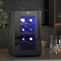 HOMCOM Freestanding Wine Cooler Fridge with 8 Bottle, 21 Litre Capacity in Black