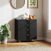 HOMCOM Chest of Drawers with 4 Drawers for Bedroom, Living Room in Black