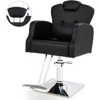 Gymax Barber Chair Swivel Salon Chair With Adjustable Headrest Seat Height in Black