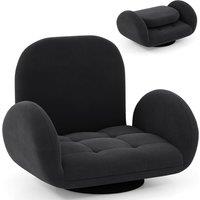 Gymax Swivel Floor Chair Folding Gaming Chair With Adjustable Backrest-Black in Black