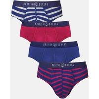 British Boxers Men's Pack of Four Hoopla Stripes Bamboo Briefs | Size: Small