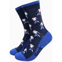Sock Talk Men's Football Players Bamboo Socks in Navy | Size: 7-11