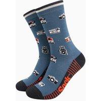 Sock Talk Men's Vintage Camera Bamboo Socks in Teal | Size: 7-11