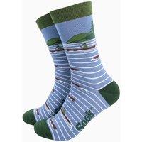 Sock Talk Men's Canoeing Bamboo Socks in Blue | Size: 7-11