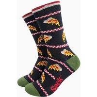 Sock Talk Men's Pizza Slice Bamboo Socks in Black | Size: 7-11