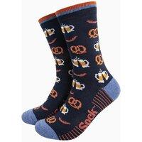 Sock Talk Men's Oktoberfest Beers Bamboo Socks in Navy Blue | Size: 7-11
