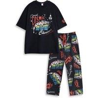Disney Men's Short Sleeve Long Leg Pyjama Set | Black | Official | Size: Small