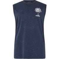 BadRhino Men's Acid Wash Graphic Vest Top in Mid Navy | Size: 5-6XL