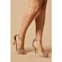 Oasis Women's Magnolia Diamante Strappy High Heel Sandals in Gold | Size: 6