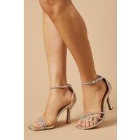 Oasis Women's Magnolia Diamante Strappy High Heel Sandals in Silver | Size: 4
