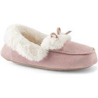 Lands' End Women's Faux Suede Moccasin Slippers in Dusty Pink | Size: 7.5