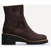 Linzi Women's Trish Brown Faux Suede Wedged Ankle Boots | Size: 4-Standard Fit