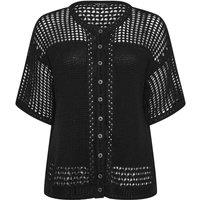 Yours Women's Open Stitch Cardigan in Black | Size: 26-28