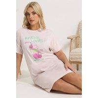 Yours Women's Matcha Sleep Tee Nightdress in Light Pink | Size: 14-16