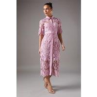 Coast Women's Lace Shirt Dress With Short Sleeves in Lilac | Size: 12