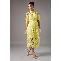 Coast Women's Lace Shirt Dress With Short Sleeves in Yellow | Size: 10