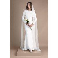 Coast Women's Petite Slash Neck Puddle Wedding Dress in Ivory | Size: 12