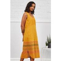Nomads Clothing Women's Handloom Sleeveless Jaquard Dress in Yellow | Size: 20