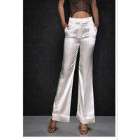 Divine Grace Women's White High Waist Satin Pants | Size: Small