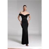 Divine Grace Women's Black Lace Off-Shoulder Maxi Dress | Size: Medium