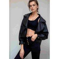 Divine Grace Women's Black Faux Leather Biker Jacket | Size: Large