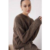 WOVCOR Women's Alpaca Wool Blend Premium Oversize Knit Sweater in Taupe | Size: Medium