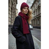 WOVCOR Women's Ribbon Bow Detail Knit Scarf & Beanie Set in Burgundy