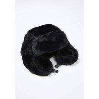 WOVCOR Women's Faux Fur Buckle Detail Trapper Hat in Black