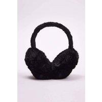 WOVCOR Women's Faux Fur Plush Oversized Earmuffs in Black