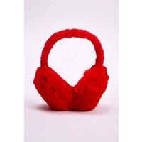 WOVCOR Women's Faux Fur Plush Oversized Earmuffs in Red