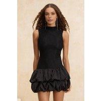 WOVCOR Women's Lace Bodice Balloon Hem High Neck Sleeveless Mini Dress in Black | Size: 12