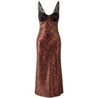WOVCOR Women's Leopard Print Lace Bust Satin Strappy Midi Slip Dress | Size: 6