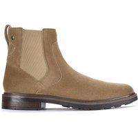 Clarks Men's Newford Easy Dark Sand Suede Ankle Boots, Chelsea Boots in Beige | Size: 7-Standard Fit