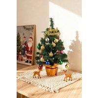 Living and Home Mini Pre-Lit Christmas Tree with "Merry Christmas" Top & Baubles