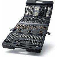 Lumberjack Drill Bit Set 205 Piece HSS Masonry Metal Wood Flat Pozi Bits & Case in Black
