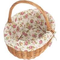 Red Hamper Wicker Cotton Lined Deluxe Shopping Basket in Brown