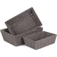 Red Hamper Set of 3 Grey Paper Rope Tray