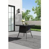 Garden Sanctuary 105cm Dia Round Wicker Tempered Glass Garden Table With Parasol Hole in Black