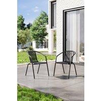 Garden Sanctuary Plastic Woven Stacking Garden Chairs Set of 2 in Black