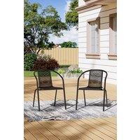 Living and Home Set of 2 Rattan Stacking Outdoor Garden Chairs in Black